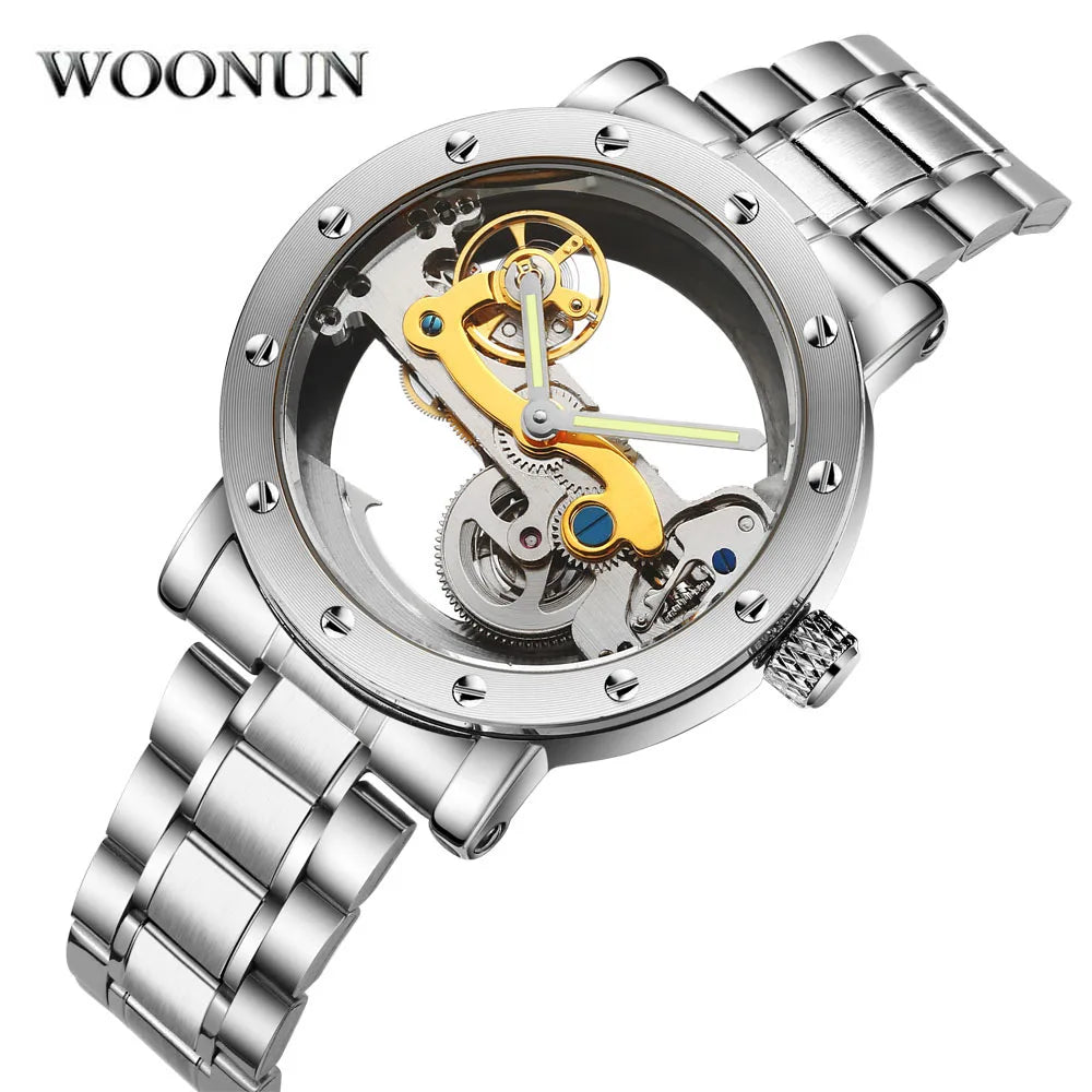 Mechanical Stainless Steel Transparent Automatic Watch