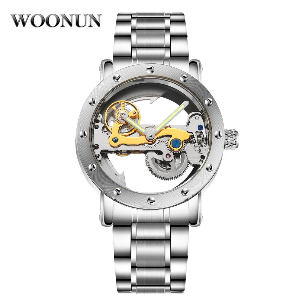 Mechanical Stainless Steel Transparent Automatic Watch