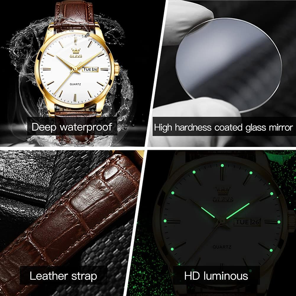 Waterproof Quartz Brown Leather Watch