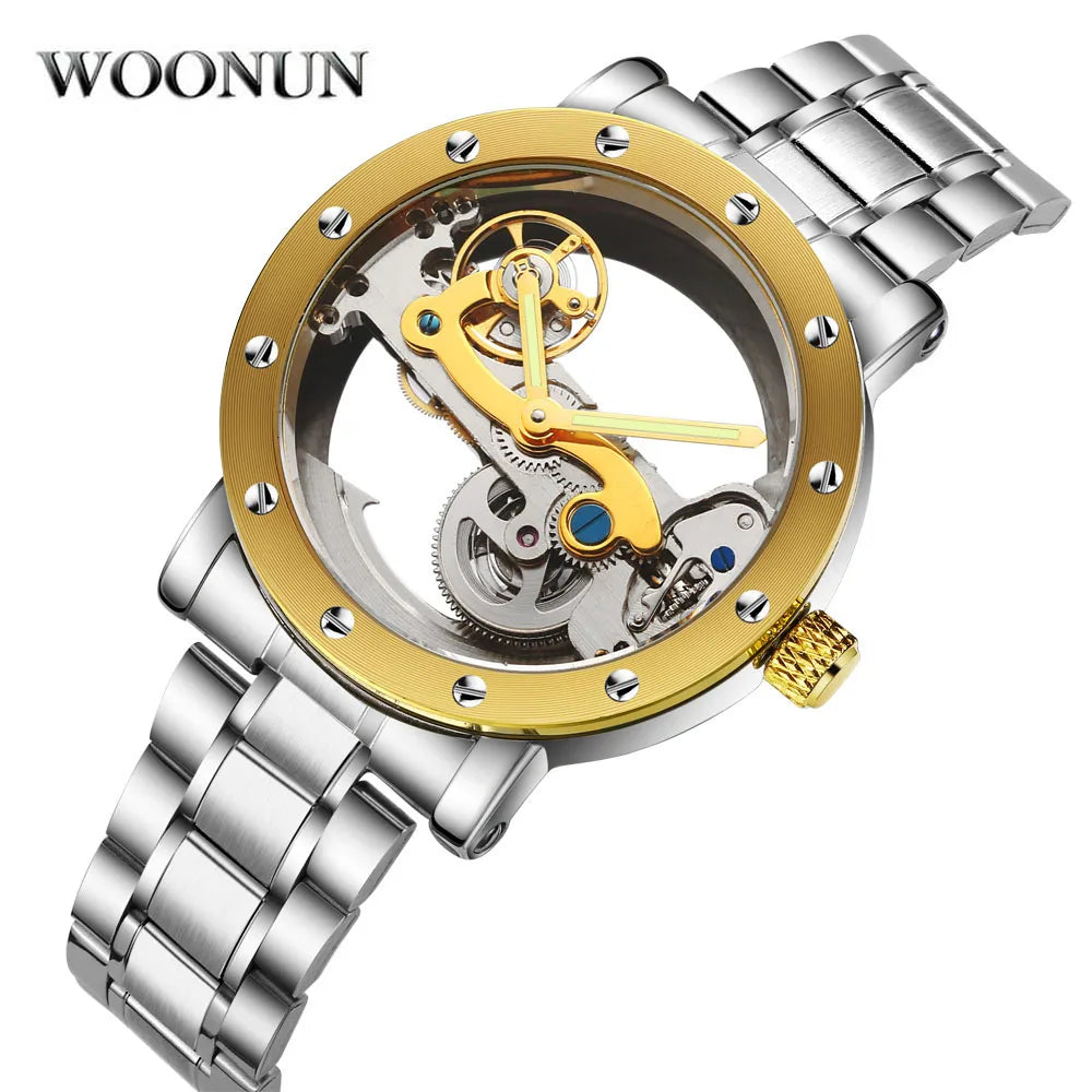 Mechanical Stainless Steel Transparent Automatic Watch